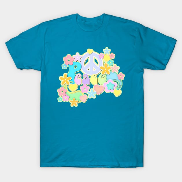 Peace Sign Flower Power Hippy Design T-Shirt by AlondraHanley